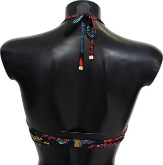 Dolce & Gabbana Black Corals Print Women Beachwear Bikini Womens Tops