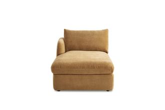 Castlery Ollie Storage Left Arm Chaise, Mustard Brown, Removable Covers, Gaslift Storage for Home Office