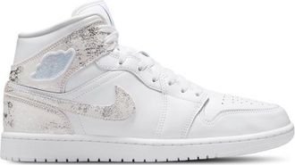 Nike Jordan Mens AJ 1 Mid SE - Basketball Shoes White/White/Silver Size 10.0