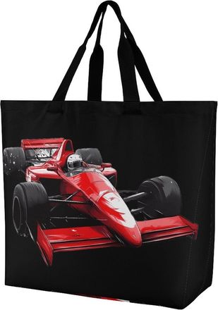 Generic Racing Car Tote Bag Reusable Grocery Shopping Bags Large Travel One Shoulder Handbag for Picnic Work