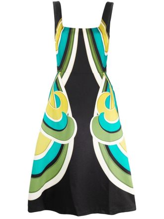 La DoubleJ Sophia rainbow-swirl midi dress - Black