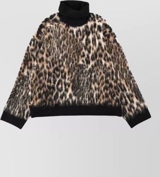 Ganni alpaca wool merino wool relaxed-fit high collar sweater