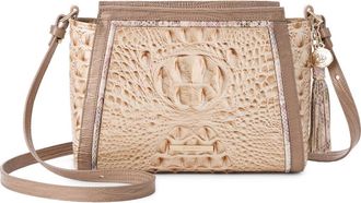 Brahmin Hillary Croc Embossed Leather Crossbody Bag in Beige Multi at Nordstrom