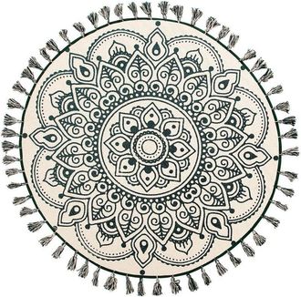 Beliani Alfombra De Sal&oacute;n Redonda Oriental De Algod&oacute;n Crema &Oslash; 120 Cm Irice