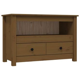 Berkfield Home TV Cabinet Honey Brown 79x35x52 cm Solid Wood Pine | Size: 79 x 35 x 52 cm
