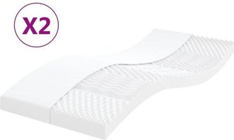 vidaXL Vidaxl - Colchones de espuma 2 uds 7 zonas dureza 20ILD blanco 80x200 cm
