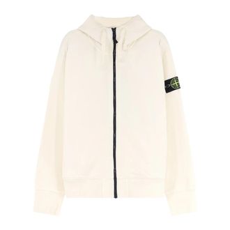 Stone Island Oversized-fit Zip-up Hooded Sweatshirt - Heren - Vesten met rits - Beige - XS - Katoen - Hoodies & sweatvesten