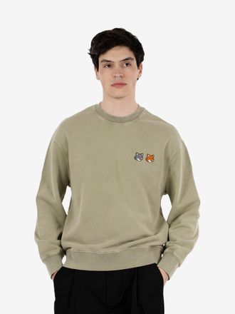 Maison Kitsun&eacute; Double Fox head faded Comfort sweatshirt laurel green