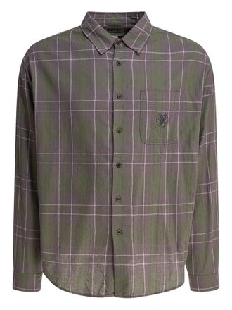 Thisisneverthat checked embroidered shirt - men - Cotton - S - Green