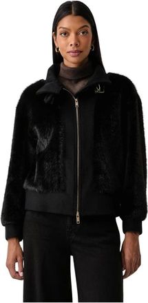 Twinset Chaqueta bomber de piel sint&eacute;tica y mezcla de lana - Jackets - Mujer - Negro - XS