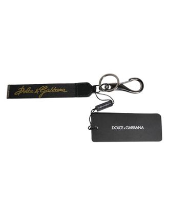 Dolce & Gabbana Mens Logo Keychain With Hook - Black