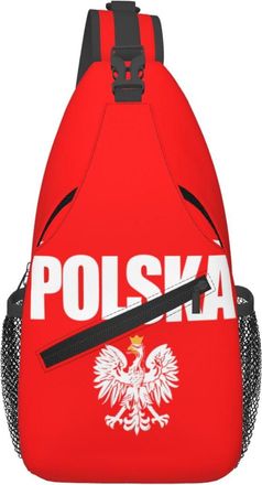 Generic Polish Flag Poland Polska Eagle Shoulder Bag Breathable Cross Body Bag Trendy Chest Backpack For Sports Runner Camping