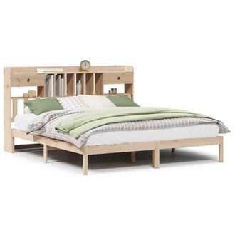 Berkfield Home Bookcase Bed without Mattress 180x200 cm Super King Solid Wood Pine in Natural