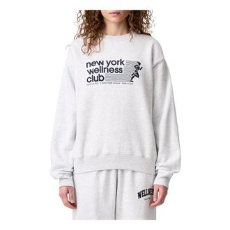 Sporty & Rich USA Wellness Club Sweatshirt - Dames - Sweatshirts & Hoodies - Grijs - Maat: S Katoen