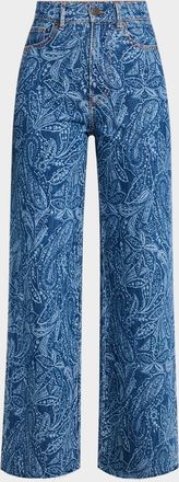 Veronica Beard Taylor High-Rise Wide-Leg Jeans