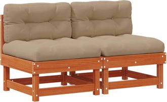 vidaXL 2 Pieza Unidades De Sof&aacute; Seccional Madera De Pino Macizo Vidaxl