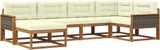 vidaXL Conjunto De Sof&aacute;s De Exterior 6 Uds. Natural Y Crema Vidaxl