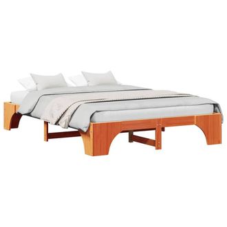 Berkfield Home Modern Bed Frame Wax brown Solid wood 140 x 200 cm Sturdy Rectangular