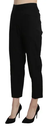 Bencivenga Black High Waist Straight Cropped Dress Womens Pants