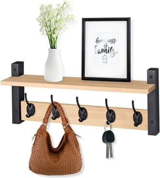 Sorbus Wall Mount Xl Coat Hooks Floating Shelf