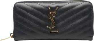 Saint Laurent Black Leather Long Wallet (Bi-Fold) (Pre-Owned)