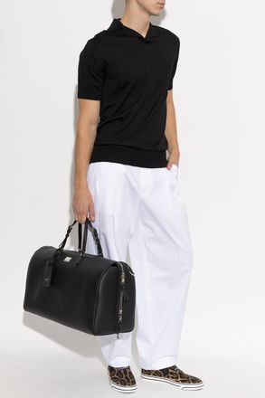 Dolce & Gabbana Silk Polo, Mens, Black