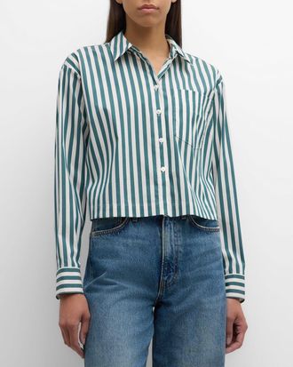 Veronica Beard Maia Stripe Long-Sleeve Shirt