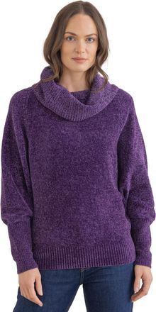 Klass Cowl Neck Batwing Sleeve Chenille Jumper - Purple - XXL