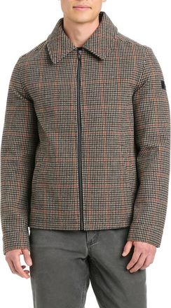 Vince Camuto Plaid Flannel Zip Jacket in Sienna Houndstooth at Nordstrom, Size Xx-Large