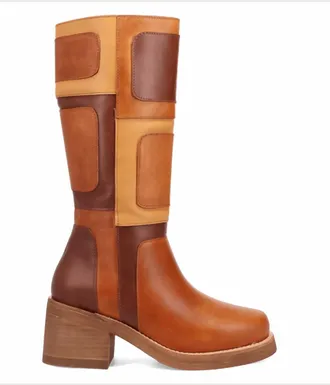 Dingo Womens Patches Fashion Boots In Tan