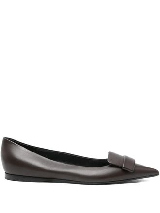 Sergio Rossi pointed leather loafers - women - Leather/Calf Leather/Calf Leather - 37.5 - Brown