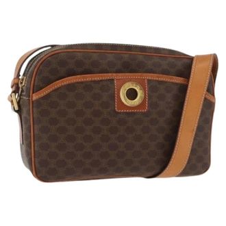 Celine Pre-owned Cross Body Bags, female, Brown, Size: ONE SIZE Pre-owned Vintage Macadam Canvas Shoulder Bag