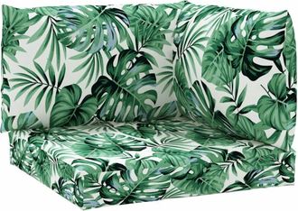 vidaXL Vidaxl - Cojines Para Palets 3 Unidades Tela Oxford Estampado De Hojas