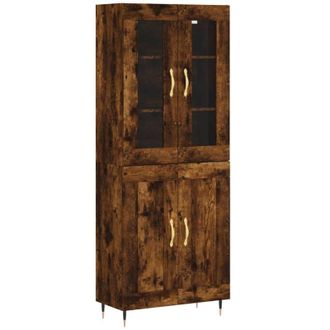 vidaXL Vidaxl - Aparador Alto Madera Contrachapada Roble Ahumado 69,5x34x180 Cm