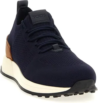 Tod's Technical Knit with Leather Trim Sneaker - Navy