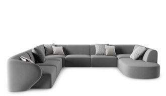 BLOOMINGLOFT 8-Sitzer Design-Panoramasofa Chiara Samt - Links