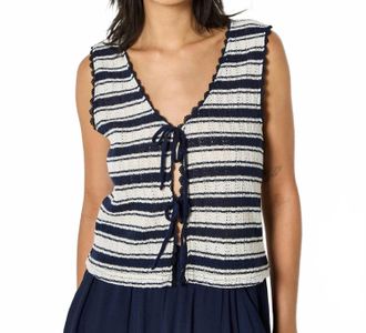 Apricot Womens Striped Tie Sleeveless Top In Blue
