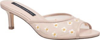 French Connection Nancy Mesh Embroidered Kitten Heel