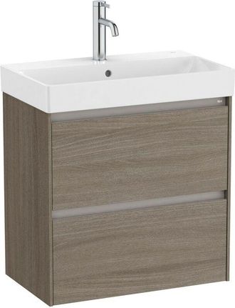 Roca Roca - Pack Unik mueble base compacto de 2 cajones + lavabo ona Color: Olmo oscuro - Medidas: 600x360x645 mm