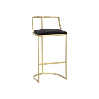 Mauro Ferretti Silla de bar de metal dorado y tela negra &oslash; cm 45x90