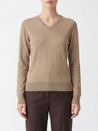 The Row V-Neck Jumper in a Cashmere and Silk Blend with Long Sleeves