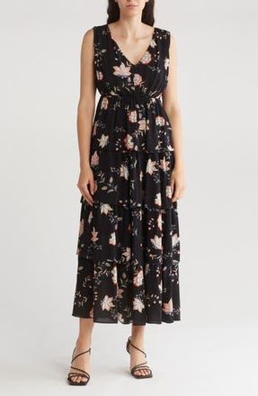 Wishlist Sleeveless Tiered Maxi Sundress in Black at Nordstrom Rack, Size Medium