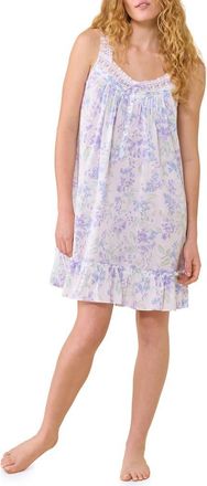 Eileen West Floral Sleeveless Cotton Chemise in Lavender Echo at Nordstrom, Size X-Large
