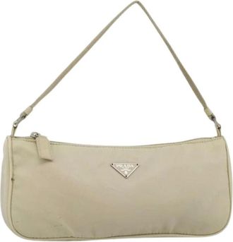 Prada Pre-owned Shoulder Bags, female, Beige, Size: ONE SIZE Pre-owned Nylon Accessory Pouch