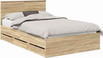 vidaXL Estructura De Cama Roble Sonoma 120 X 190 Cm Madera Ingenieril Vidaxl