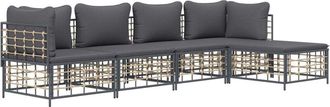 vidaXL Vidaxl - Juego De Muebles De Jard&iacute;n 5 Pzas Cojines Antracita Rat&aacute;n Pe