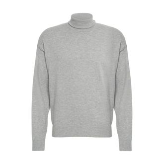 KANGRA Turtlenecks, male, Gray, Size: 2XL Luxurious Knit Turtleneck Sweater Grigio