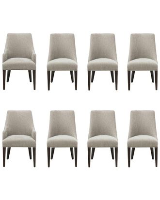 Manhattan Comfort 8Pc Beever Chenille Dining Chair & Arm Chair With Rubberwood Legs