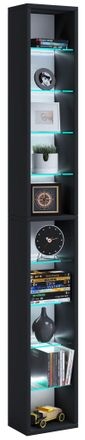 ebuy24 Wood Cd Dvd Shelf Librer&iacute;a Almacenamiento Dimensiones Al. 155 X An. 21 X T. 14 Cm Stand Shelf - Rasato Xl (negro) - Vcm