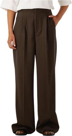 Copenhagen Muse Groene op maat gemaakte broek voor herfst/winter - Dames - Wijde Broeken - Bruin - L - Polyester - Broeken